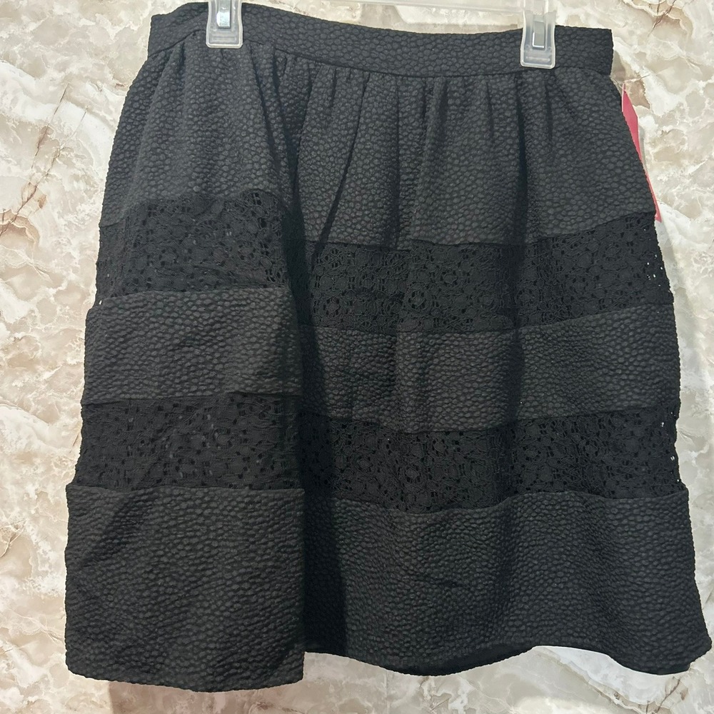 Xhilaration Black Skirt A-Line Tiered Lace Accents Party‎ Career Size S